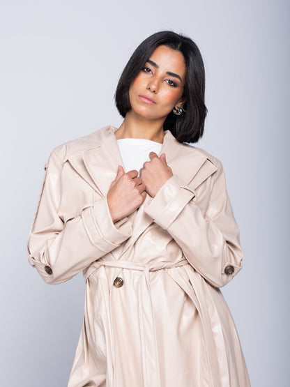 THE PLEATED TRENCH COAT IN LEATHER