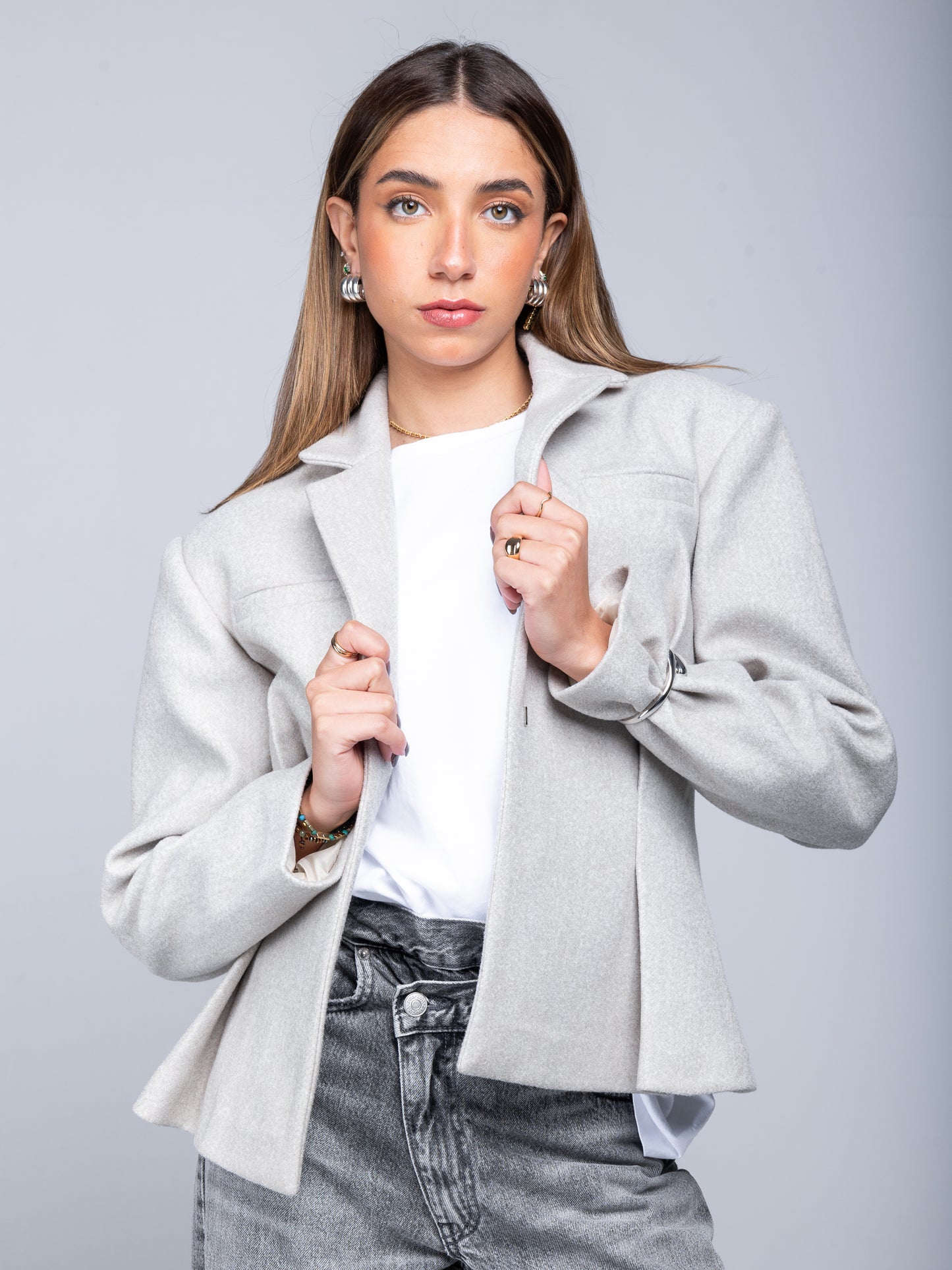 THE GREY PLEATED BLAZER