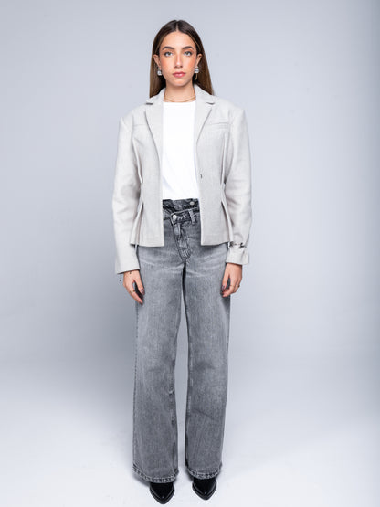 THE GREY PLEATED BLAZER