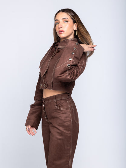 THE COCOA BROWN SUEDE SET