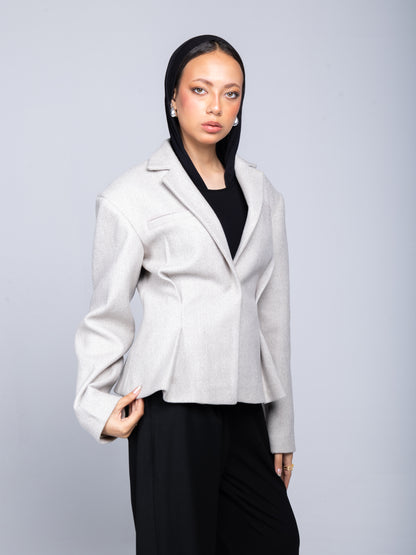 THE GREY PLEATED BLAZER