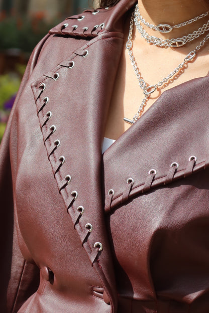 The Pleated Eyelet Leather Jacket