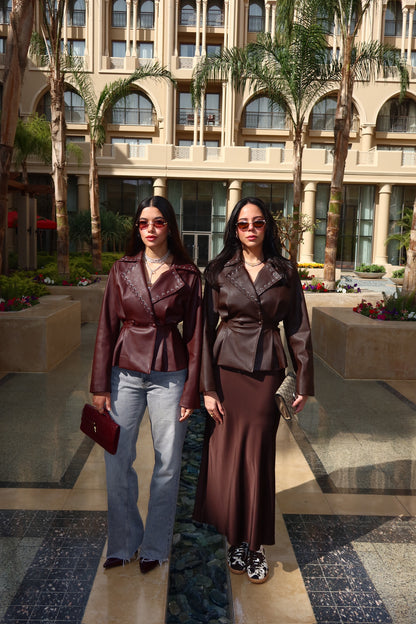 The Pleated Eyelet Leather Jacket