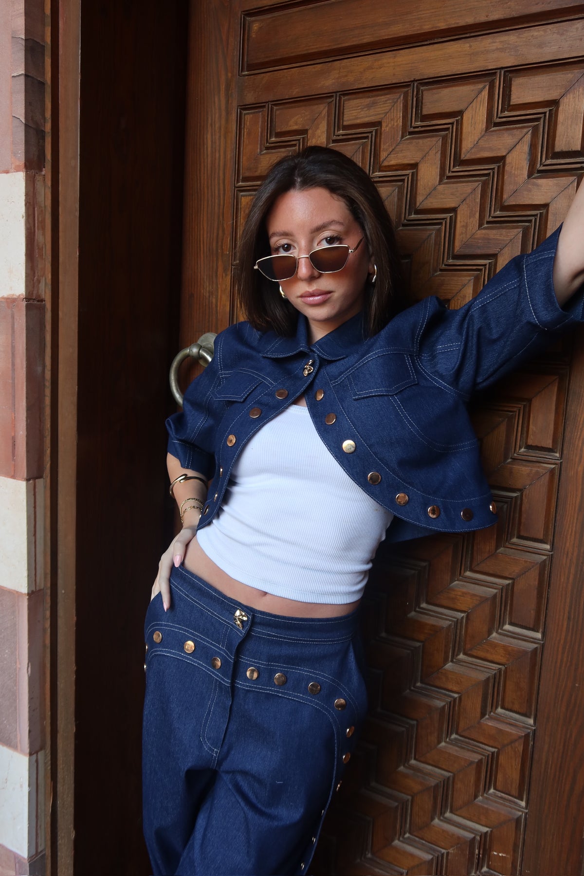 Denim Studded Set
