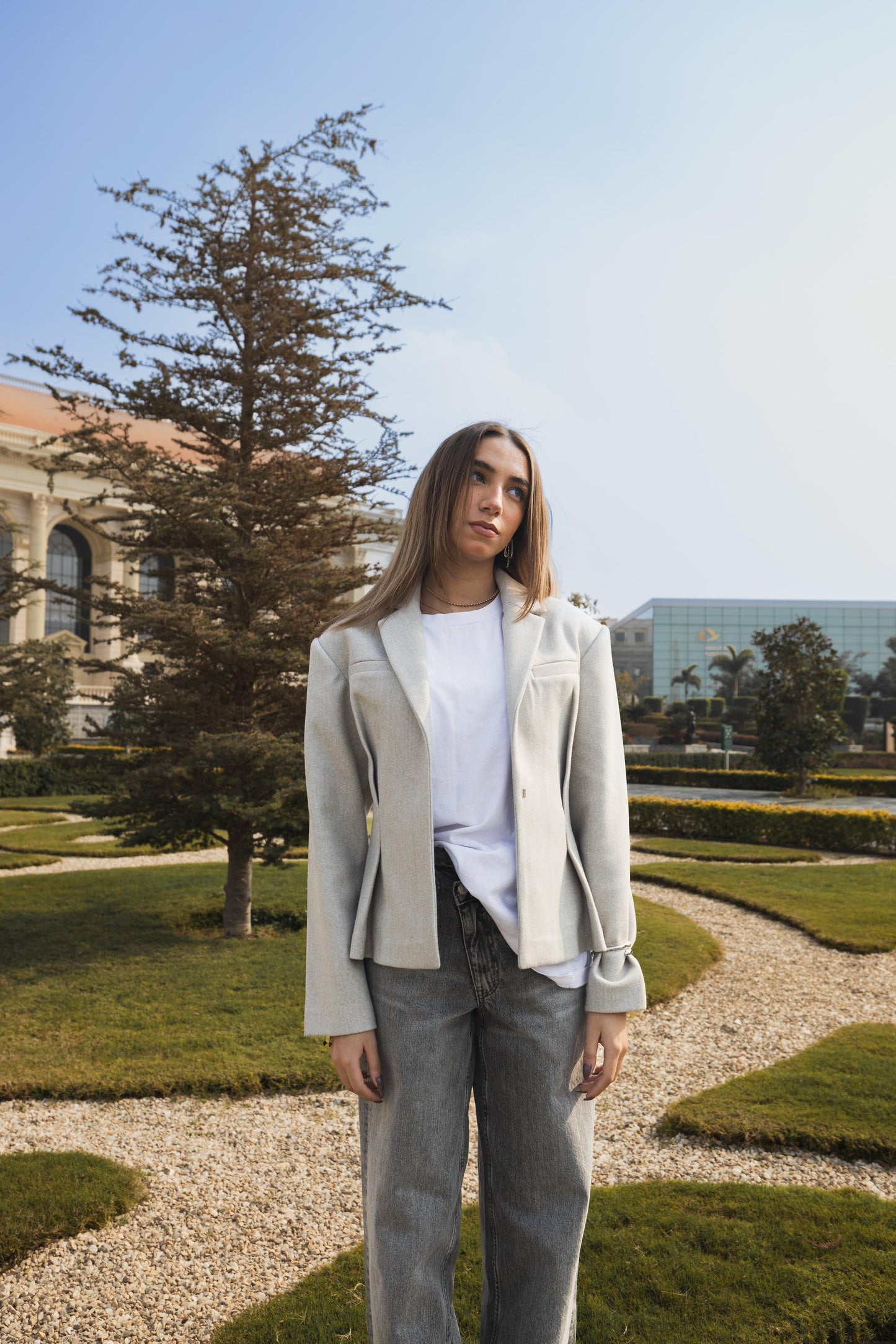 THE GREY PLEATED BLAZER